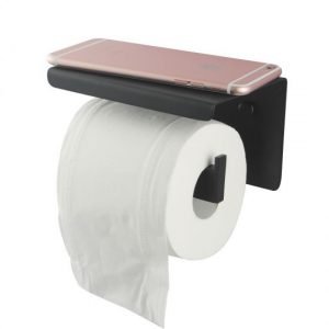 Black Toilet Paper Holder  WITH PHONE HOLDER