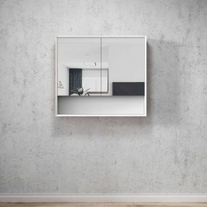 MATT WHITE SHAVING CABINET WITH SHELF