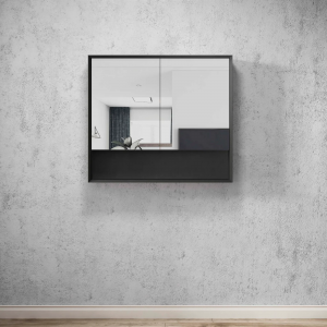 MATT BLACK SHAVING CABINET WITH SHELF
