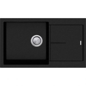 Santorini Black Large Single Bowl Topmount Sink With Drainer
