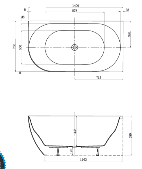 RIGHT HAND CORNER, 1400MM
