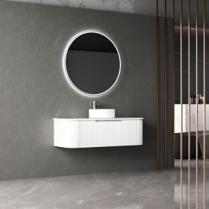 CURVED FLUTED MATT WHITE VANITY