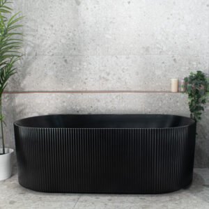 BRIGHTON GROOVE FLUTED MATTE BLACK FREESTANDING BATH