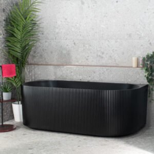 FREESTANDING BACK TO WALL BATH BRIGHTON GROOVE FLUTED MATTE BLACK