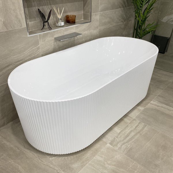 BRIGHTON GROOVE FLUTED GLOSS WHITE FREESTANDING BATHTUB