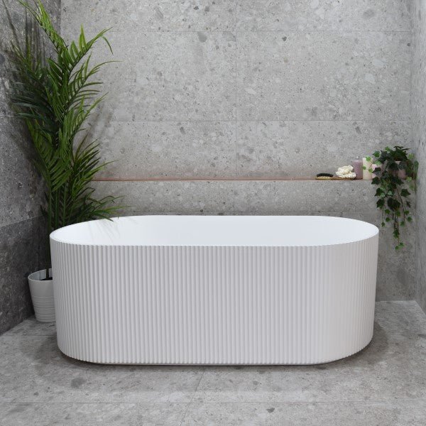 BRIGHTON GROOVE FLUTED MATTE WHITE FREESTANDING BATH
