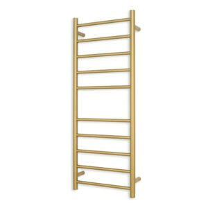 10 BAR HEATED TOWEL RAIL BRUSHED GOLD 430X1100
