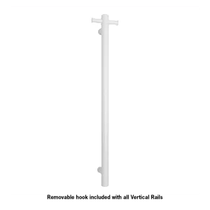 VERTICAL SINGLE HEATED TOWEL RAIL SATIN WHITE