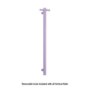 VERTICAL SINGLE HEATED TOWEL RAIL LILAC SATIN