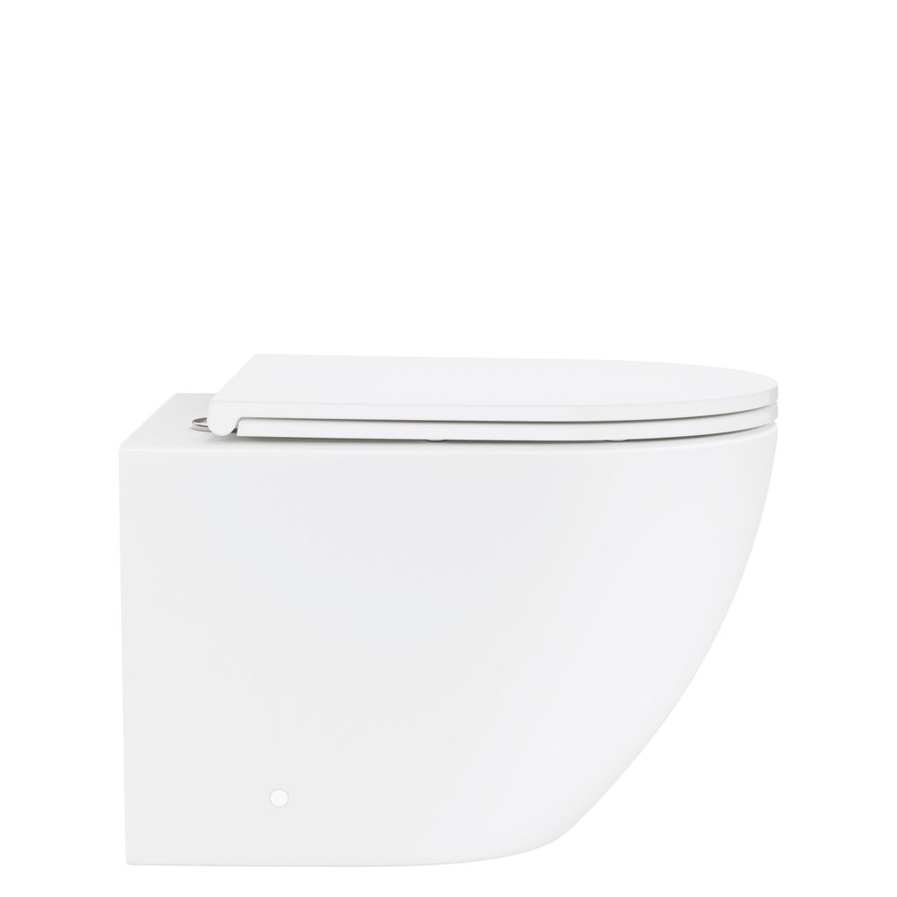 Koko Tornado Flush Wall Hung Toilet Suite, Matte White with Slim Seat R&T In-Wall Cistern