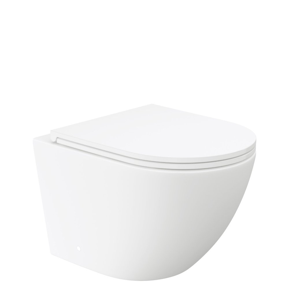 Koko Tornado Flush Wall Hung Toilet Suite, Matte White with Slim Seat Geberit Sigma In-Wall Cistern