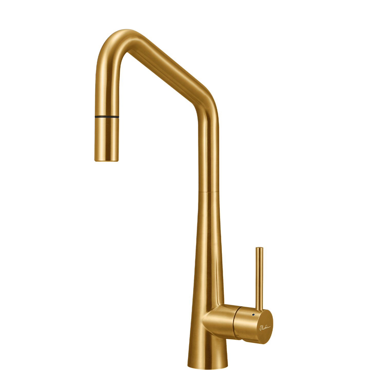 Brushed Gold Square Goose Neck Pull Out Mixer Gold