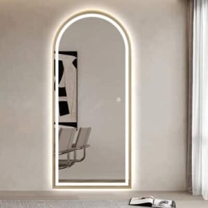 Full Length Arched LED Mirror Gold Frame