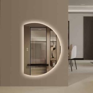 Left Cut Moon LED Mirror 91cm x 130cm Frameless Backlit Wall Mirror