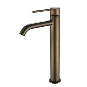 Star Mini High Rise Basin Mixer Curved Spout_Antique Brass