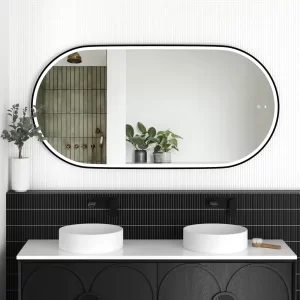 LED Noosa 1500(W)x750(H) Black Metal Frame Tuffi Mirror- Install Horizontal or Vertical