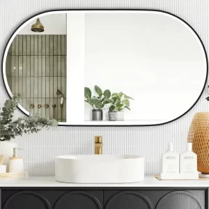 LED Noosa 1200(W)x750(H) Black Metal Frame Tuffi Mirror- Install Horizontal or Vertical