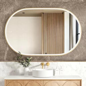 LED Noosa 1200(W)x750(H) Gold Metal Frame Tuffi Mirror- Install Horizontal or Vertical