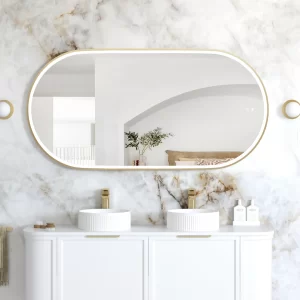 LED Noosa 1500(W)x750(H) Gold Metal Frame Tuffi Mirror- Install Horizontal or Vertical