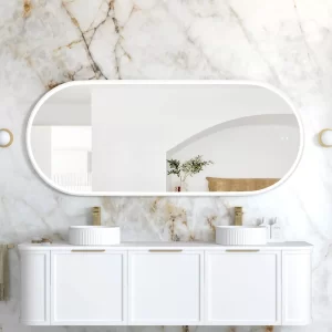 LED Noosa 1800(W)x750(H) White Metal Frame Mirror- Install Horizontal or Vertical