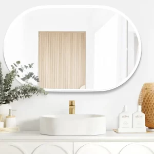 LED Noosa 900(H)x600(W) White Metal Frame Mirror- Install Horizontal or Vertical
