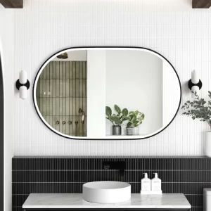 LED Noosa 900(H)x600(W) Black Metal Frame Tuffi Mirror- Install Horizontal or Vertical