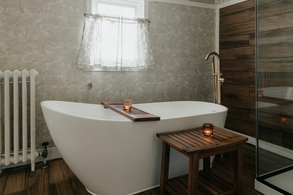 freestanding bathtub with shower