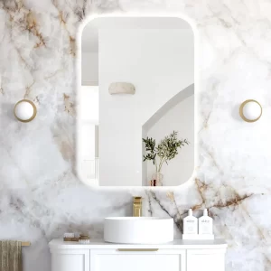 LED Newport 900(H)x600(W) Frameless Back Lit Tuffi Mirror – Install Horizontal or Vertical