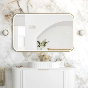 LED Newport 1200(W)x750(H) Gold Metal Frame Tuffi Mirror- Install Horizontal or Vertical