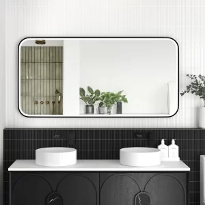 LED Newport 1500(W)x750(H) Black Metal Frame Tuffi Mirror- Install Horizontal or Vertical