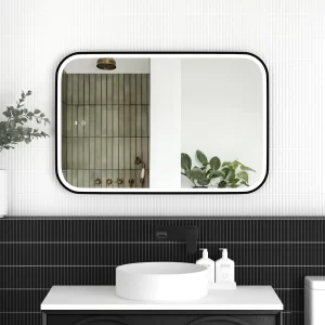 LED Newport 900(H)x600(W) Black Metal Frame Tuffi Mirror- Install Horizontal or Vertical
