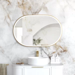 LED Noosa 900(H)x600(W) Gold Metal Frame Tuffi Mirror- Install Horizontal or Vertical