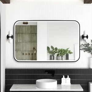 LED Newport 1200(W)x750(H) Black Metal Frame Tuffi Mirror- Install Horizontal or Vertical
