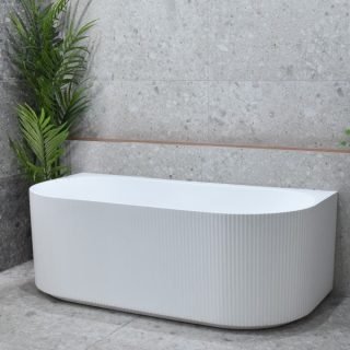 FREESTANDING BACK TO WALL BATH BRIGHTON GROOVE FLUTED MATTE WHITE